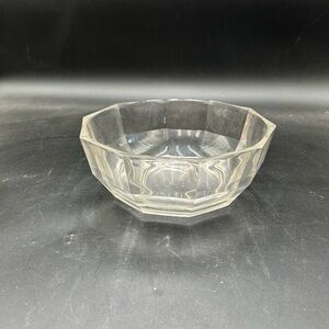 Clear Glass multi paneled Bowl mid century